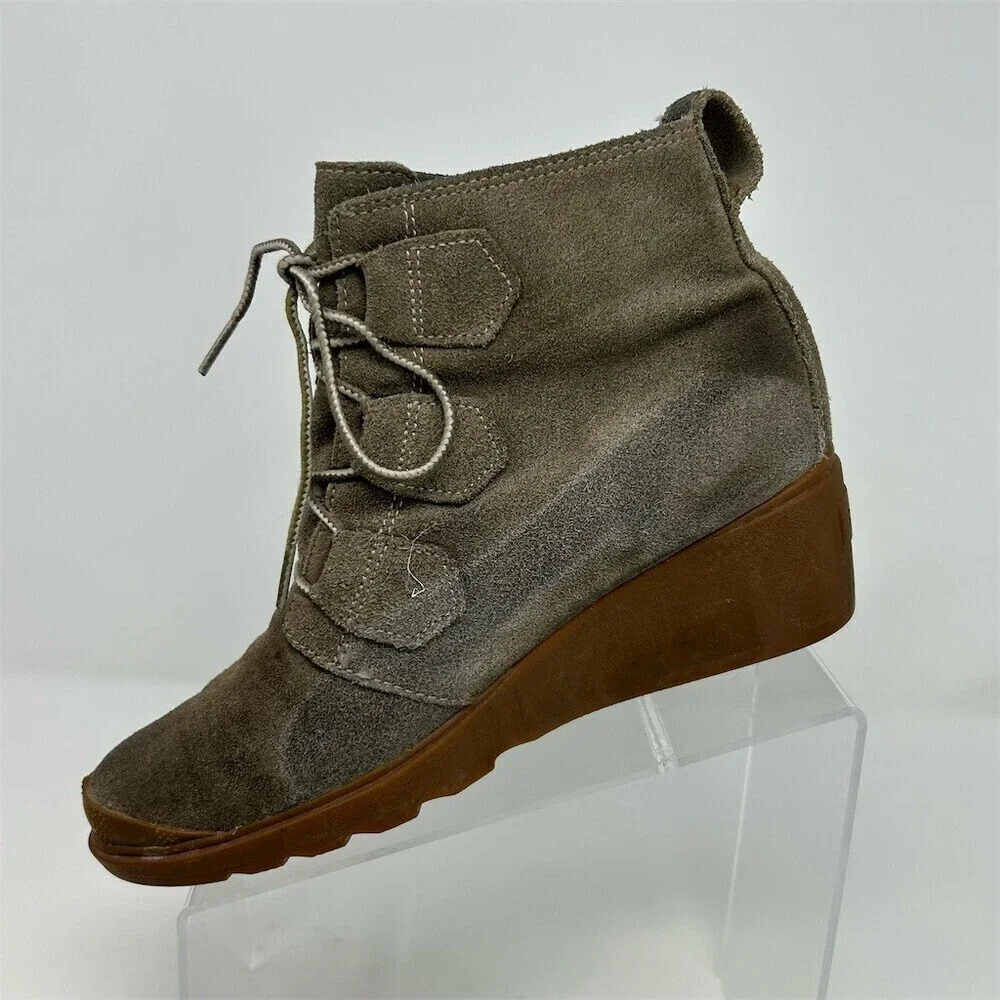 Sorel Toronto Lace Wedge Waterproof Light Brown Ankle Boots Womens US 8.5